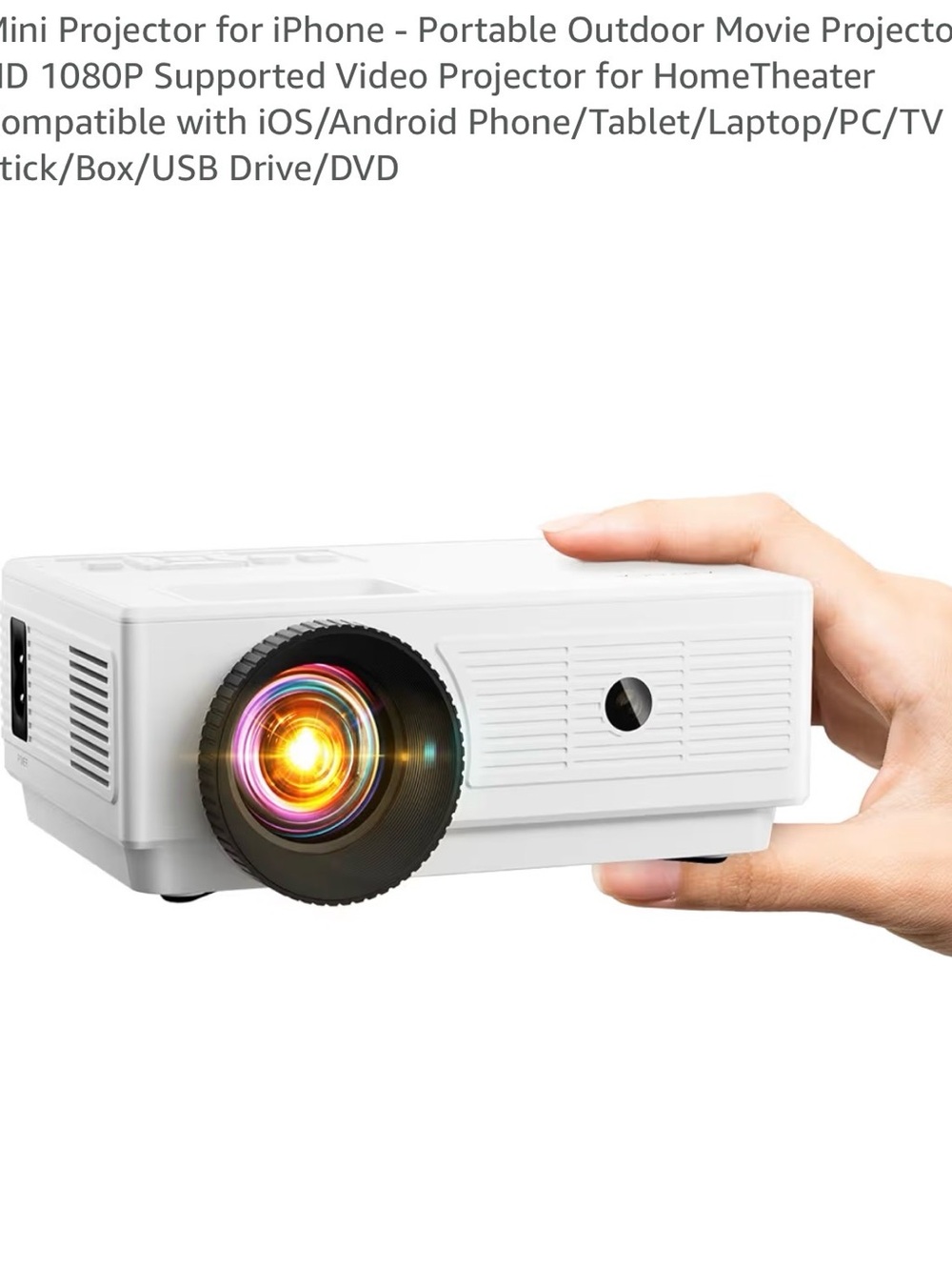 White Amazon Mini Portable Projector